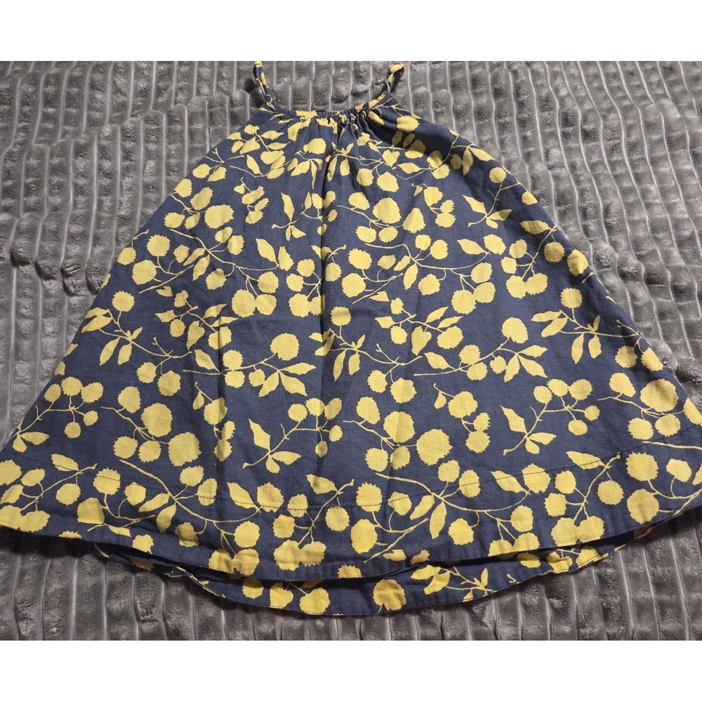 BabyGap Girls 3T Blue/Yellow Floral Halter Cotton Woven Knee Sundress